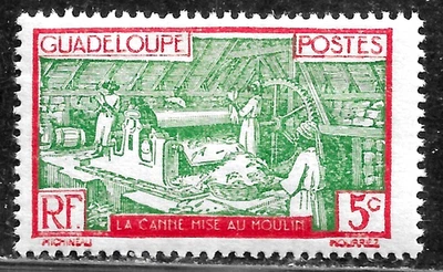 HICK GIRL-MINT FRENCH GUADELOUPE STAMP   SC#100  1928  SUGAR MILL   L747 - Image 1 of 2