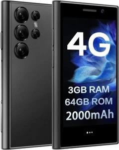 ZOKOE Mini Smartphone 4G, 3GB RAM 64GB ROM 5.0 MP 3.0 Zoll, Dual SIM - Schwarz - Bild 1 von 11