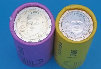 NEW DESIGN Monaco  2 pcs 2025 year 2 Euro + 1 Euro UNC coins Prince Albert II + - Image 1 of 3