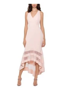 XSCAPE Womens Pink Zippered Sleeveless V Neck Midi Evening Mermaid Dress 8 - Picture 1 of 3