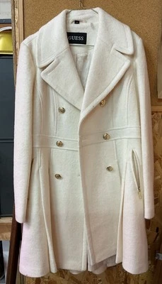GUESS Pea Coat Women - Size L - 100% Lined - White Wool/Poly - Image 1 of 4