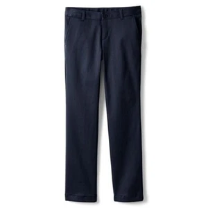 NWT LANDS' END GIRLS PLAIN FRONT STRETCH CHINO PANTS CLASSIC NAVY 7 - Picture 1 of 13