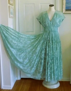 Lela Rose Chantilly Lace Aqua Flowy Full Skirt Tiered Midi Maxi 12 M/L $1790 EUC - Picture 1 of 20