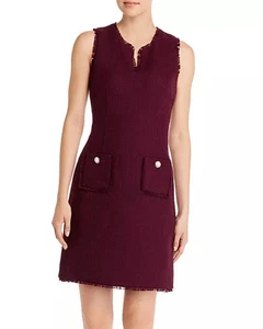 Vestido KARL LAGERFELD PARIS Borgoña Tonal Tweed Bolsillo - Imagen 1 de 6