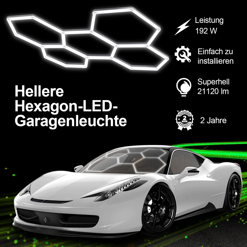 OYAJIA Hexagon Honeycomb LED Lighting Detailing Garage Workshop Retail Car SALE
