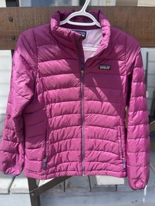 (A) Patagonia Girls Down  Jacket Size L 12 Full Zip Purple - Picture 1 of 3