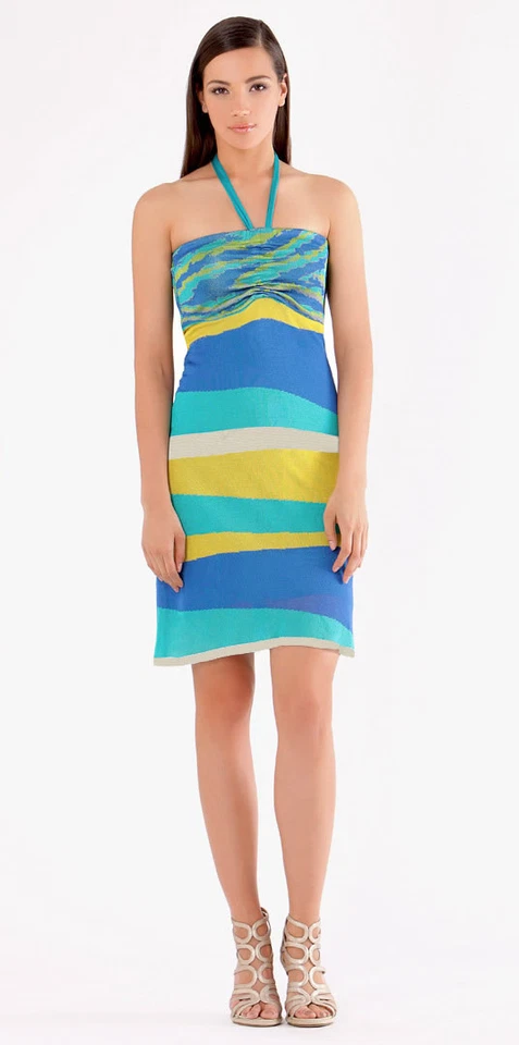 Vestido de Verano Hale Bob Tejido Multicolor Cuello Halter XS S NUEVO CON ETIQUETAS 2CAT6910 Foto 1 de 3