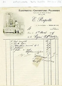 Paris XX ème - Belle Entête Rapetti Spécialité de Salles de Bains Eau & Gaz 1914 - Picture 1 of 1