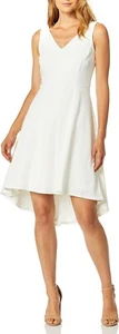 VESTIDO TOMMY HILFIGER SIN MANGAS ALTO AJUSTE BAJO Y FLARE TALLA 10, MARFIL, NUEVO SIN ETIQUETAS - Imagen 1 de 2