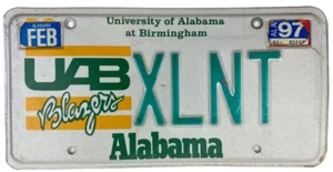 Vintage 1997 U of A Birmingham Alabama Vanity Auto XLNT License Plate Collector - Picture 1 of 2
