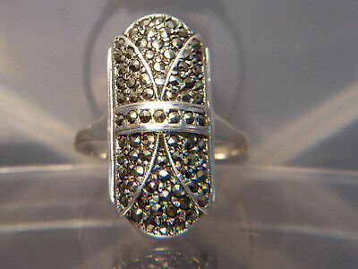 Antik Ring Silber Teilw. Millegriffes Fassung Viele Markasiten Innen ⌀ 16,2 Mm • 49.99€