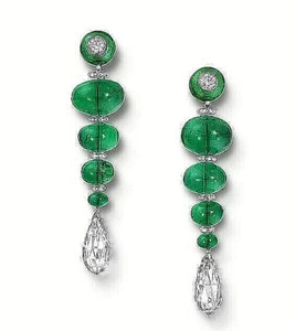Syn Emerald Dangle Earrings 925 Fine Silver Handmade Luxury Cocktail Jewelry - Picture 1 of 5