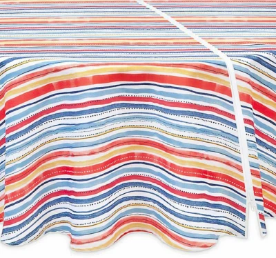 Summer Stripe Zipper Umbrella Hole Cloth Tablecloth 70" RD Outdoor Beach Patio - Image 1 of 4