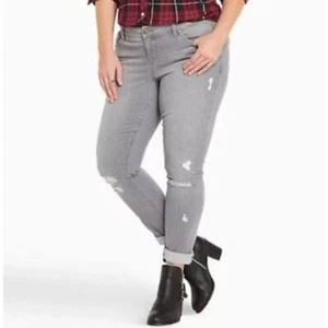 Pantalones de mezclilla para mujer Torrid 22W cortos grises ajustados Destruct Rips Shreds 22WS 22WP - Imagen 1 de 10