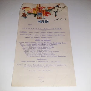 Menú Vintage Años 50 Richelieu Cena 50¢ - Papel de Menú Budweiser - Imagen 1 de 5