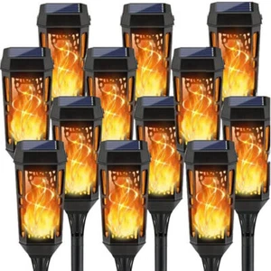 6/12PC Flickering Solar Lights Flame Torch Outdoor Landscape Garden Yard Lights - Picture 1 of 15
