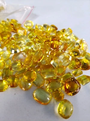 100 Ct Natural Yellow Sapphire Flawless Mix Cut EGL CERTIFIED Loose Gemstone Lot - Image 1 of 4