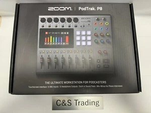 ZOOM PodTrak P8 Workstation for Podcast Recorder Smartphone Tablet Silver - Picture 1 of 9