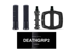 DMR MTB Downhill BMX V6 Platform Pedals & DMR Deathgrip2 Grips - Black Bundle - Picture 1 of 4