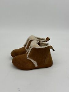 UGG Boots Baby 7 Brown Daden Suede Leather Wool Cuff Zip Up Ankle Snow Infant