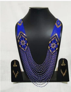 Handmade Necklace Seed Bead Boho American Style Nativ Beaded Multi Strand - Picture 1 of 7