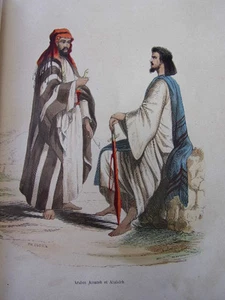 COSTUME EGYPTE / Arabes Amazeh et Ababdeh 1847 rehaussée de couleurs - Picture 1 of 2