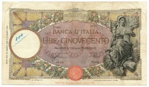 500 LIRE CAPRANESI MIETITRICE TESTINA BI L'AQUILA 23/08/1943 qBB - Picture 1 of 6