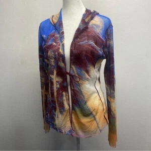 ๐ด Jean Paul Gaultier Vintage Soleil Palm Tree Mesh Cardigan with Hood L Brat - Picture 1 of 16