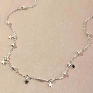 Stars Beaded Chain Silver Color Choker Necklace Elegant Holiday Summer UK - Picture 1 of 4
