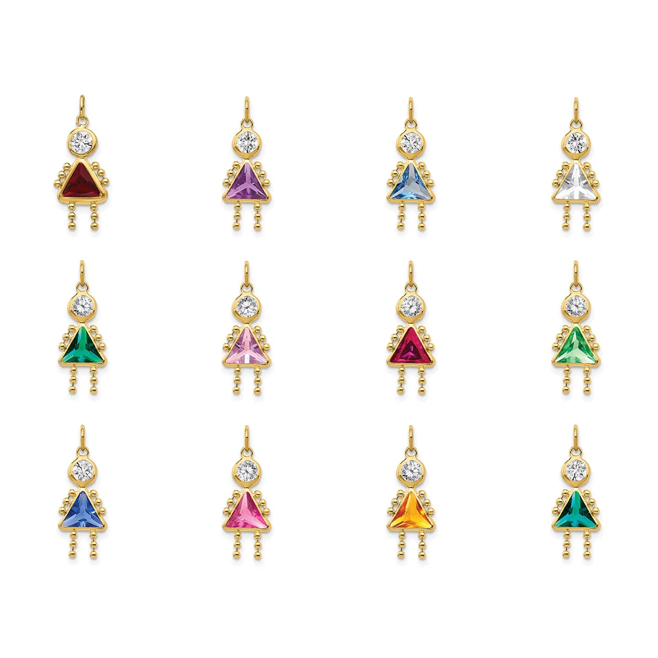 10k or Jaune Trillion Coupe Imitation Pierre & Zircone de Naissance Fille Charme - Photo 1/1