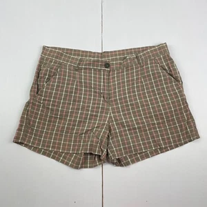 Air Walk Shorts 16 Brown Womens Check Smart Chino Cotton Blend - Picture 1 of 12