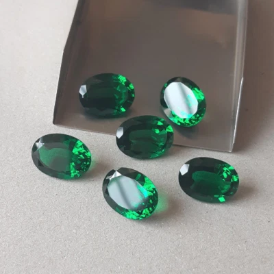 Lab Created Green Nano Emerald AAA Synthetic Oval Shape Faceted Loose Gemstone - Image 1 of 4