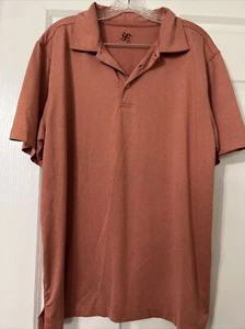 R&R Casuals Mens Polo Golf Shirt Size XL Large Salmon Peach Short Sleeve - Picture 1 of 4