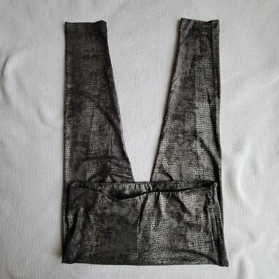 NY & Co Leggings Imitación Caimán Talla 10 Elásticos Negros Plateados Metálicos Cocodrilo Foto 1 de 4