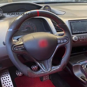 GM.Modi-Hub Real steering wheel for Honda 8th gen Civic 2006-2011 Red Leather - Picture 1 of 7