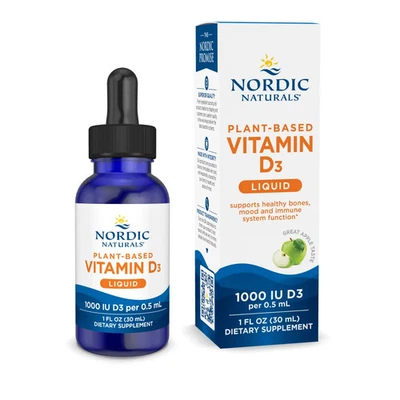 Vitamina D3 a base de plantas Nordic Naturals - Líquido de vitamina D vegano certificado 1 oz. Foto 1 de 4