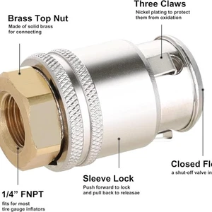Lock On Air Chuck For Large Bore Valve Heavy Duty Closed Flow Tire Chuck 1/4"* - Picture 1 of 7