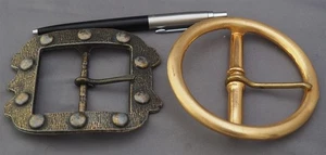 2 breite Vintage Gürtelschnallen "Hippy" "BOHO" "Steam Punk" 60er - 70er Jahre - Bild 1 von 1