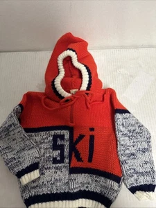 Vintage Toddle orange und blau Kapuzen Ski Pullover 2T Urlaub Spaß - Bild 1 von 8