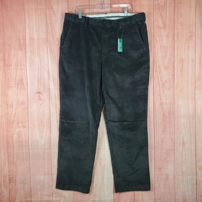 L.L. Bean Country Corduroy Pants Mens 38x32 Black Cotton Stretch Flat Front - Image 1 of 4