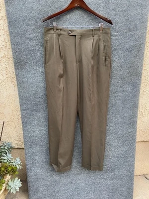Angelo Rossi Pants Mens 36x28 Brown Dress Slacks Pleated Italy Classic Trousers - Image 1 of 4