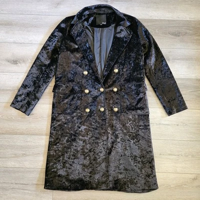 Gabardina plumero triple botonadura con cuello punk gótico terciopelo aplastado negro S/M Foto 1 de 4