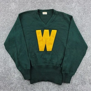 Vintage 50s Wayne State Varsity Sweater Wool Letterman Detroit Knitting Mills - Picture 1 of 5