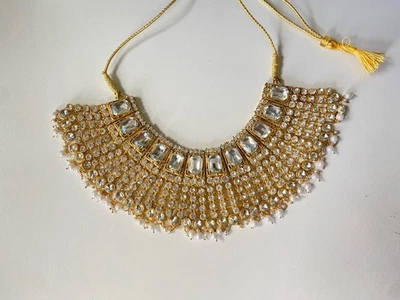 Traditional Wedding Kundan Pearl Gold Plated Bridal Necklace - Image 1 of 3