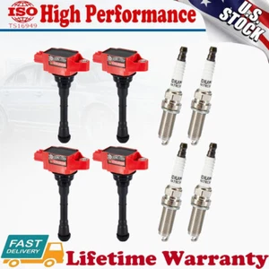 4x Ignition Coil & Iridium Spark Plug for 2011-2017 Nissan Juke 1.6L Turbo UF659 - Foto 1 di 24