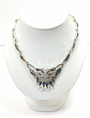 JEF 950 Sterling Silver Signed TAXCO MEXICO Abalone Collar Necklace No Scrap - Image 1 of 4