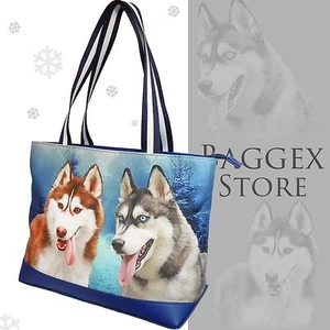 Furbabies Husky Original portrait drawing printed Canvas Medium Tote Bag - Bild 1 von 12