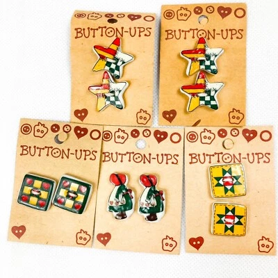 Sunbonnet Girls Stars and Patchwork Ten Vintage Ceramic Buttons  Westrim Crafts - Image 1 of 4