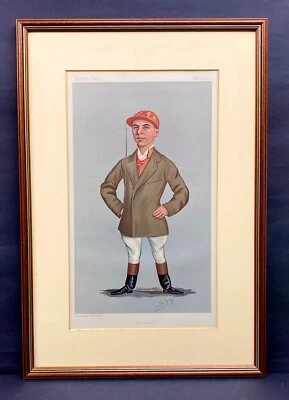Tom Loates Jockey Druck Vanity Fair Original von Spy Mount gerahmt 1890 - Bild 1 von 4