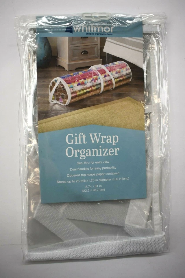 Whitmor Clear Gift Wrap Organizer - Zippered Storage for 25 Rolls